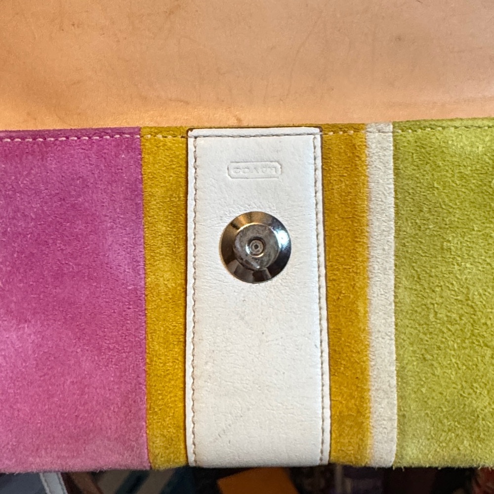 Coach 2003 Suede & Leather Legacy Multicolored Striped Clutch - EUC & RARE! - Picture 6 of 10
